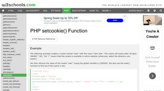 
                            8. PHP setcookie() Function - W3Schools