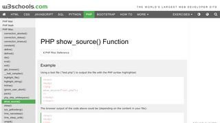 
                            8. PHP show_source() Function - W3Schools