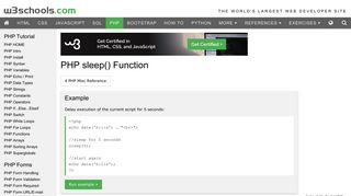 
                            6. PHP sleep() Function - W3Schools