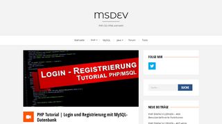 
                            10. PHP Tutorial | Login und Registrierung mit MySQL-Datenbank ~ MSDev