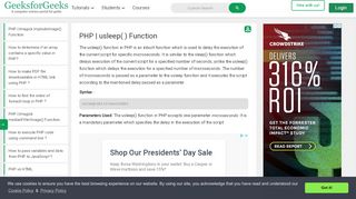 
                            13. PHP | usleep( ) Function - GeeksforGeeks
