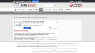 
                            5. PHP : Vérification de login via hash md5 - CodeS SourceS
