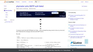 
                            12. phpmailer zoho SMTP auth failed - Stack Overflow