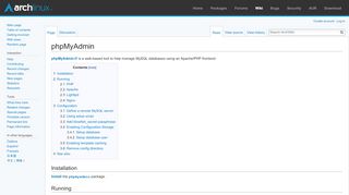 
                            11. phpMyAdmin - ArchWiki