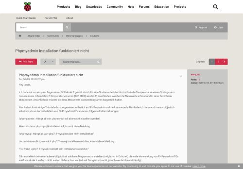 
                            9. Phpmyadmin Installation funktioniert nicht - Raspberry Pi Forums