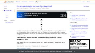 
                            10. PhpMyAdmin login error on Synology NAS - Stack Overflow