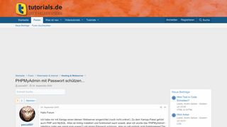 
                            2. PHPMyAdmin mit Passwort schützen... | tutorials.de