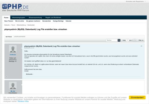 
                            3. phpmyadmin (MySQL Datenbank) Log File erstellen bzw. einsehen - php.de