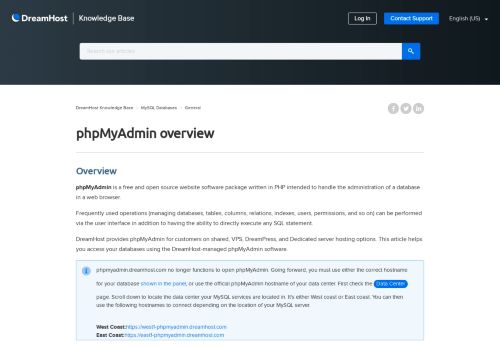 
                            7. phpMyAdmin overview – DreamHost