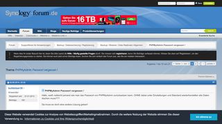 
                            5. PHPMyAdmin Passwort vergessen ! - Synology Forum