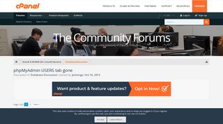 
                            12. phpMyAdmin USERS tab gone | cPanel Forums