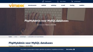 
                            6. PhpMyAdmin voor MySQL databases - Vimexx