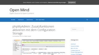 
                            9. phpMyAdmin: Zusatzfunktionen aktivieren mit dem Configuration ...