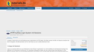 
                            6. [PHP/mySQL] Login-System mit Sessions | Tutorial | tutorials.de