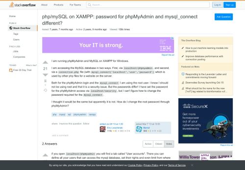 
                            2. php/mySQL on XAMPP: password for phpMyAdmin and mysql_connect ...