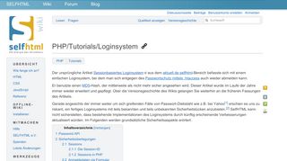 
                            1. PHP/Tutorials/Loginsystem – SELFHTML-Wiki