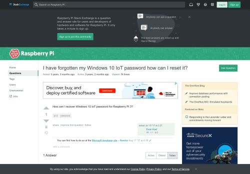
                            13. pi 3 - I have forgotten my Windows 10 IoT password how can I reset ...