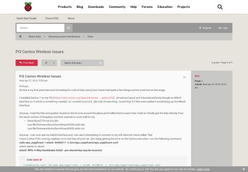 
                            11. Pi3 Centos Wireless Issues - Raspberry Pi Forums