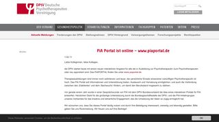 
                            8. PiA Portal ist online – www.piaportal.de