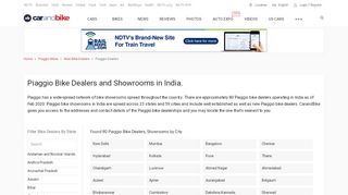 
                            9. Piaggio Bike Dealers, Showrooms in India - CarAndBike