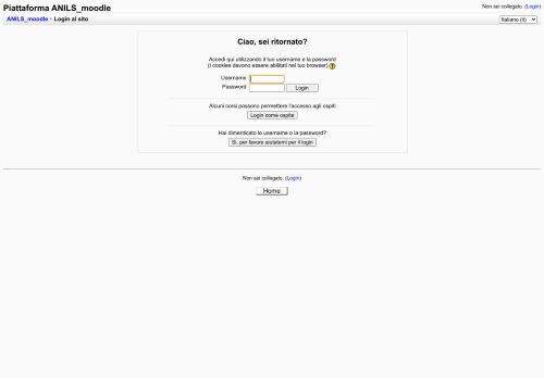 
                            8. Piattaforma ANILS_moodle: Login al sito