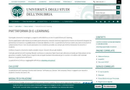 
                            9. Piattaforma di E-learning | Università degli studi dell'Insubria