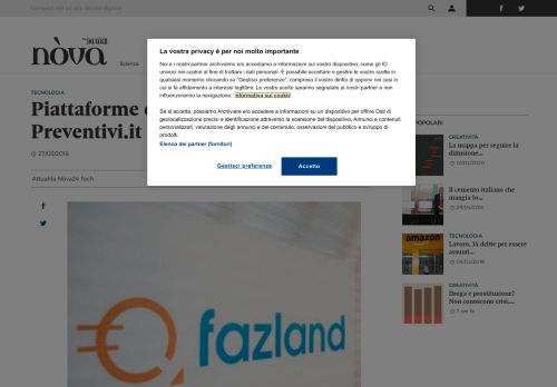
                            7. Piattaforme online, fusione tra Preventivi.it e Fazland.com | Nova