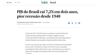 
                            13. PIB do Brasil cai 7,2% em dois anos, pior recessão desde 1948 ...