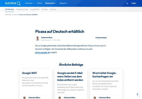 
                            10. Picasa auf Deutsch erhältlich - SISTRIX