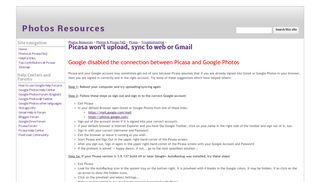 
                            4. Picasa won't upload, sync to web or Gmail - Photos ... - Google Sites