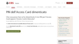 
                            8. PIN Access Card dimenticato/Access Card bloccata | UBS Svizzera