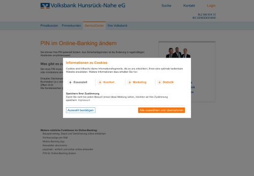 
                            6. PIN für Online-Banking ändern - Volksbank Hunsrück-Nahe