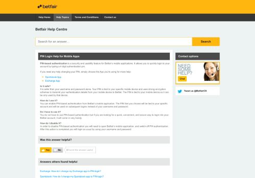 
                            12. PIN Login Help for Mobile Apps - Betfair