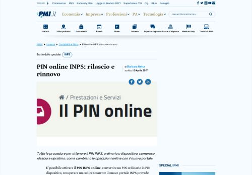 
                            12. PIN online INPS: rilascio e rinnovo - PMI.it