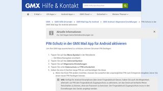 
                            2. PIN-Schutz in der GMX Mail App für Android aktivieren - GMX Hilfe