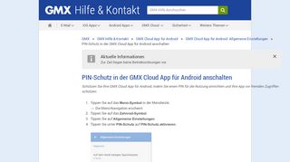
                            8. PIN-Schutz in der GMX MediaCenter App für Android anschalten ...