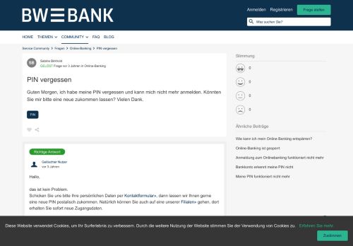 
                            10. PIN vergessen | BW-Bank Service Community