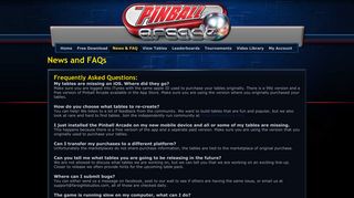 
                            5. Pinball Arcade News & FAQ