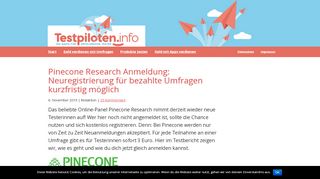 
                            6. Pinecone Research Anmeldung - Testpiloten.info