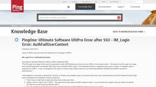 
                            7. PingOne: Ultimate Software UltiPro Error after SSO - IM_Login Error ...