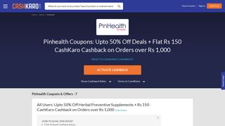 
                            7. Pinhealth Coupons, Offers: 50% Off + Flat Rs. 150 Cashback | Feb 2019