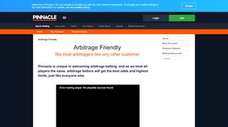 
                            9. Pinnacle Sports welcomes arbitrage betting | Make arbitrage bets at ...