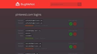 
                            8. pinterest.com passwords - BugMeNot