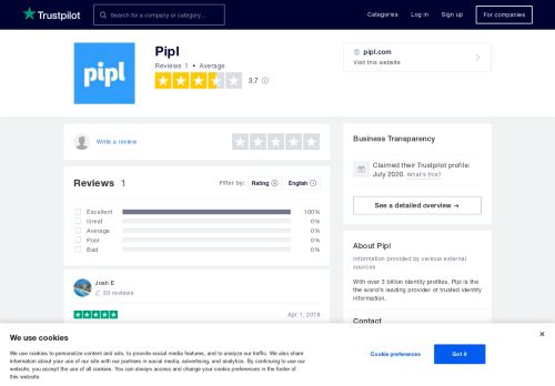 
                            8. Pipl Reviews | Read Customer Service Reviews of pipl.com - Trustpilot