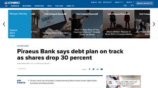 
                            11. Piraeus Bank says debt plan on track as shares drop 30 percent