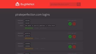 
                            2. pirateperfection.com passwords - BugMeNot