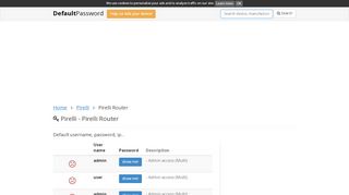 
                            7. Pirelli - Pirelli Router default passwords
