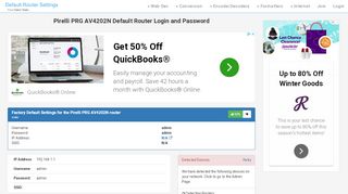
                            11. Pirelli PRG AV4202N Default Router Login and Password - Clean CSS