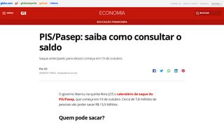 
                            7. PIS/Pasep: saiba como consultar o saldo | Educação Financeira | G1