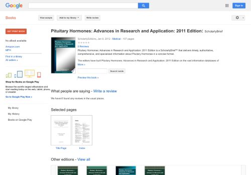 
                            11. Pituitary Hormones: Advances in Research and Application: 2011 ... - Keputusan Buku Google